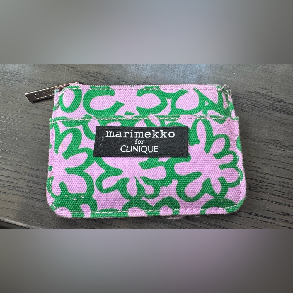 marimekko for CLINIQUE Floral Canvas Coin Pouch Wallet - Pink & Green